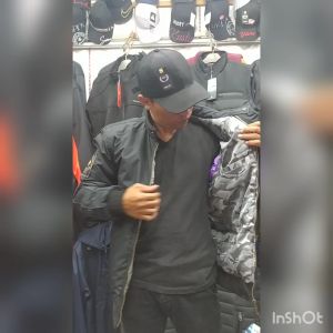 Kicksoogar Jaket Motor Pria Bomber Tahan Angin Hitam Abu Abu