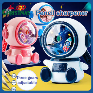 GD Christmas Astronaut cartoon pencil sharpener three-speed adjustable automatic lead-in hand-cranked sharpener