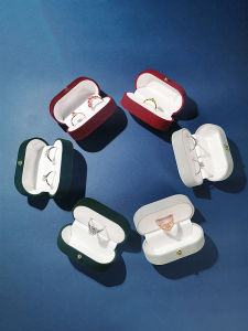 Simple Black Velvet Jewelry Box Ring Box Ceremony Use Green Color Packaging Box Single Piece Fashionable Accessory Storage