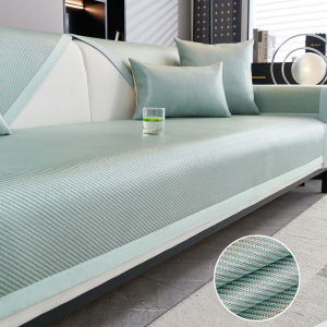 Ice Silk Sofa Cushion Summer Anti-Slip Seat Pad Modern Simple Style Couch Mat Comfortable Cool Feeling Fabric Cat Scratch Resistant