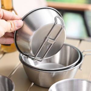 Cắm trại bằng thép không gỉ chậu cốc thép không gỉ ngoài trời bát inox cắm trại bát gấp Dã Ngoại bát ngoài trời chậu và bát