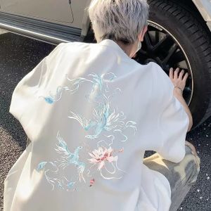 SUOSHE | Oversized 300Lbs Plus Size Crane Print T-Shirt