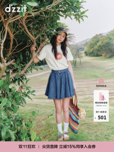 High Waist A-Line Mini Skirt Denim Womens Summer New Style Dzzit Half-length Skirts Cotton Material Standard Fit Short Skirts