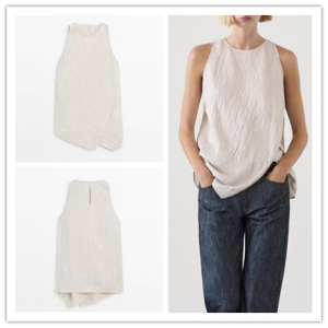 เสื้อกั๊กแขนกุดทรงตรงไม่สมมาตรสไตล์ฝรั่งเศส 2024 เสื้อผ้าทำงานฤดูร้อนสำหรับผู้หญิง เสื้อผ้าทำงานแขนกุดสีพื้น