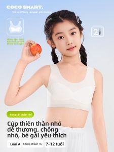 Coco Smart | Áo ngực vải nylon mỏng thoáng khí cho bé gái mùa hè COCO SMART cổ chữ V màu trơn thoải mái cho giai đoạn phát triển