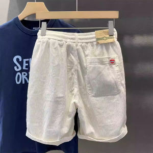 Quần Short Nam Mùa Hè Thoáng Khí American Corduroy Mỏng Thời Trang Cổ Điển Quần Dài Năm Điểm Thường Ngày Vải Polyester