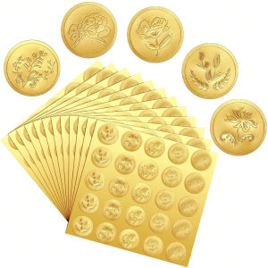 100pcs Gold Embossed Wax Seal Envelope stickesSubstitute to Wax Seals for Greeting Cards Gift Decoration