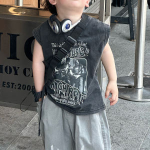 Áo Thun Cotton Mùa Hè Cho Bé Trai Tay Ngắn Rộng Rãi Mỏng Phong Cách Hàn Quốc Thường Ngày Thoáng Khí Cổ Tròn Họa Tiết Hoạt Hình