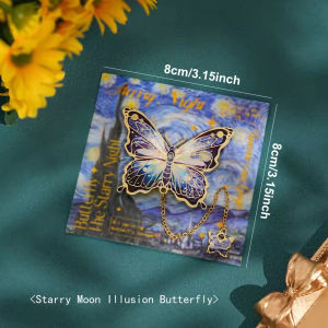 Vintage Monet Van Gogh Oil Painting Gold-Stamped Butterfly Metal Bookmark Butterfly Pendant Hanging Ornament Bookmark Gift