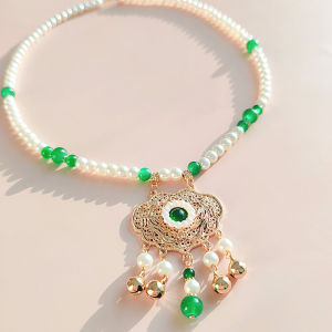 สร้อยคอไข่มุกสไตล์จีนสำหรับเด็ก ชุดฮันฟู เครื่องประดับสำหรับเด็กผู้หญิง จี้ลูกปัดหยดน้ำ ล็อคลูกปัดหยดน้ำ ประดับเครื่องประดับแบบโบราณ