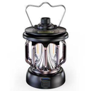 Top-Rated Vintage LED Lantern, Portable and Waterproof LED Camping Lantern with Rechargeable 2400mAh Battery