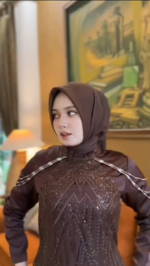 Gaun Slimfit  Dress Kondangan Muslim Wanita Dewasa Elegan Modern Velvet Mix Brukat Payet Gamis Mewah