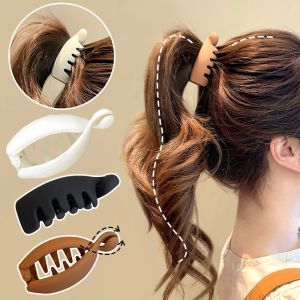 Versatile Korean Hair Claw Simple Solid Color Acrylic Matte Clip Womens Back Head Ponytail Clip New Headwear Side Fixed Hairpin