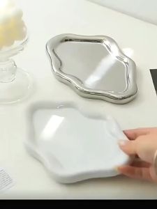 Simple Jewelry Storage Tray Creative Cloud Shapes Electroplated Jewelry Earrings Ring Display Desktop Dish For Women