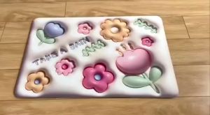 Keset Kaki DIATOMITE Kotak 3D Daya Serap Anti Slip Bau Nyerap Air Tebal 3.8mm  40x60cm Motif Lonjong 5D Kartun Karakter Bunga Karpet Kamar Mandi Tidur Kualitas COD