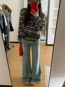 Luzai Womens Wide Leg Jeans Casual Loose Straight Cut Light Colored High Waist Autumn Winter Trousers Comfortable Denim Pants