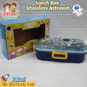 Lunch Box Stainless Sekat 2 Astronot / Tempat Makan Anak Stainless Sekat 2 motif Astronot / Tempat Bekal Anak Laki-Laki / Box Makan Anak Stainless Sekat 2