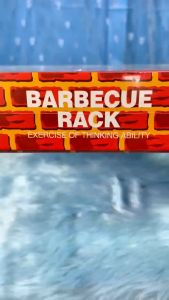 Hntob Wooden BBQ Grill Playset Barbecue Rack Food Grilling Tools Toy Cooking Educational Game