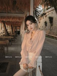 Slim Fit Long Sleeve V-Neck French Style Shirt Womens Fashion plus Size Skirt Set High Waist A-Line Short Skirt Casual Wear