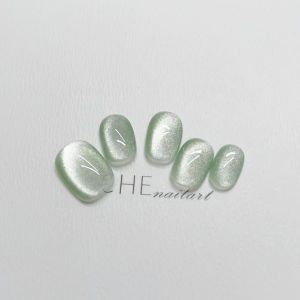 Autumn Winter Cool Handmade Wearable Nails Versatile Short Ice Transparent Cat Eye Elegant Pure Desire Beautiful Phototherapy Nails