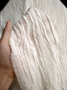 Vải Thêu Dệt Kim Mô Phỏng Lông Cừu Micro Perspective Vải Quần Áo Họa Tiết Sọc 3D Thiết Kế Vải Lông Cừu Nhân Tạo Thấm Hút Ẩm