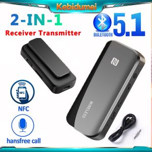 KEBIDUMEI Bluetooth Transmitter Receiver with NFC Contact connection Lavalier style One click photo 3.5mm 2.5mm AUX/TF Card Stereo Wireless Audio Adapter