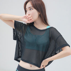 Short Moisture Wicking Mesh Sports Overclothes Quick-Drying Loose Breathable round Neck Running Fitness Yoga Thin Short Sleeve