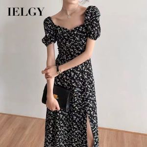 IELGY Đầm Trà Ngọt Nhỏ Cổ Vuông Ống Tay Phồng Phá Cách Tình Yêu Đầu Tiên Kiểu Pháp Cho Nữ