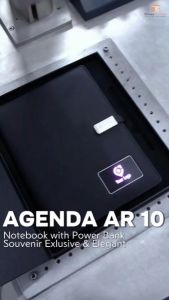 Notebook Agenda Giftset dengan Powerbank FlashDisk dan LED Logo