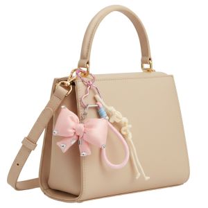 Dopamine Rhinestone 3D Padded Pink Bow Bag Charm Keychain Heart Handbag Pendant Accessory Gift For Women