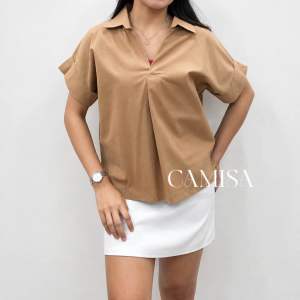 Kathryn (M-2XL) Collared Top Cotton Linen