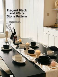 mornenjoy | Luxurious Underglaze Black and White Cutlery Set
