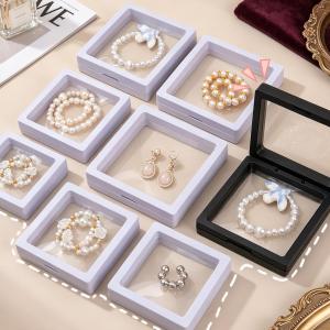 PE Film Jewelry Storage Box / 3D Floating Packaging Case / Ring Earrings Necklace Display Holder / Travel Jewerly Boxes