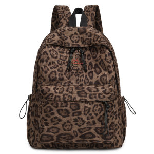 Casual Travel Ladies Backpack Small Leopard Print Versatile Leisure Fashion 2025 New Style American Retro Feel Zipper Closure Hobo Bag