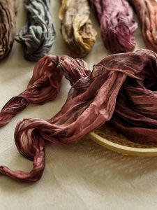 Summer Folded Dyed Hemp Scarf Shoulder Wrap Artistic Versatile Air Conditioner Neck Protection Lightweight Breathable Triangle Silk Scarf