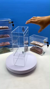 Luxuey กล่องใส่แบงค์อะคริลิคใส พร้อมกุญแจล็อก | 2 / 3 / 4 ชั้น | ใส่ธนบัตรได้ทุกชนิด แยกแบงค์ แสดงโชว์เงิน ออมเงิน