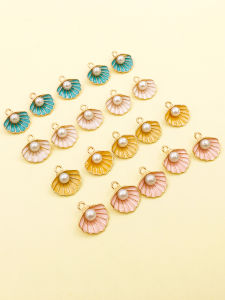 10Pcs Hợp Kim Men Shell Set trang sức mặt dây chuyền tự làm làm Keychain Mặt treo hoa tai Khác Nhau Thiết Kế Charms Đối Với Trang Sức Làm Vòng Tay Vòng Cổ