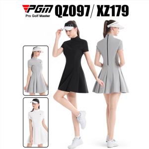 PGM QZ097 Korean version summer golf dress womens slim fit waist slimming A-line dress short sleeved womens dress set