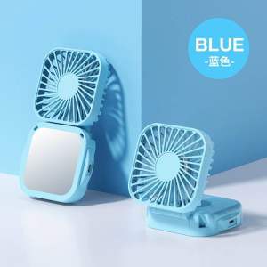 Mini Fan Rechargeable Handheld Adjustable Portable Small Personal with Mirror for Home Outdoor