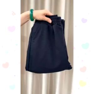 Quần ống suông nữ cạp chun chất da cá dày dặn quần vải ống rộng nỉ thun  dài đẹp Thu Đông