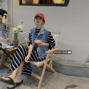 Spring and Summer New Arrival Plus Size Womens Clothing Fried Street Fashion Slim Looking Casual Suit Plus Size Ladies Denim Waistcoat Dress Two-piece Set