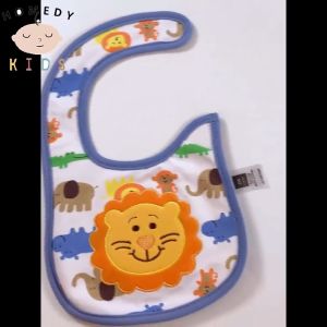 Yếm ăn dặm chống thấm thêu hình thú yếm dán vải Cater 3 lớp cho bé Beandy Kids