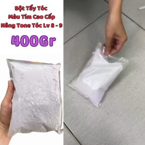 Bột Tẩy Tóc Màu Tím - 400GR Nâng Tone Tóc Lv 8 - 9 Sau 1 Lần Tẩy Không xót da đầu .