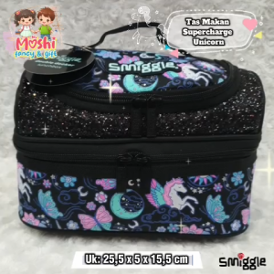 Lunch Bag Unicorn Black / Tas Makan Unicorn Hitam / Tas Bekal Sekolah Motif Unicorn Anak Perempuan / Lunch Bag Double Decker Unicorn
