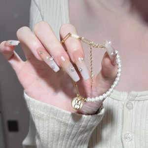 2025 Pure Handmade Gradient White Nail Drill Gentle Lady Wearable False Nails White Enhancing Beauty Tools from Mainland China