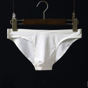 Ice Silk Seamless Ultra-Thin Briefs for Men Low Waist Triangle Underwear Quick-Drying Youth Shorts No Pouch One-Piece Design
