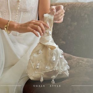 UGALS | Handmade Pearl Embroidery French Style Elegant All-Occasion Bucket Handbag
