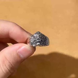 Cincin Retro Desain Raja ZhongKui Untuk Pria Wanita Model Terbuka