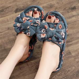 รองเท้าแตะพื้นผ้าสำหรับใช้ในบ้านแบบเรียบง่าย รองเท้าแตะพื้นยางนุ่มลายดอกไม้สำหรับใส่ในบ้าน รองเท้าแตะแบบเงียบๆ ฤดูใบไม้ผลิ ฤดูร้อน ฤดูใบไม้ร่วง ฤดูหนาว