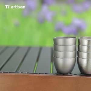 Tiartisan | Tiartisan 2 Chiếc/4 Chiếc 40Ml Titan Nguyên Chất Mini Sake Cup 1 Lớp Siêu Nhẹ Trà Với Túi Bảo Quản Cho Cắm Trại Ngoài Trời